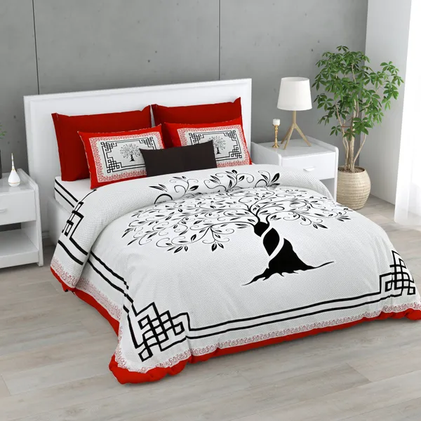 Red_Cotton_Kashmira_Premium_Tree_Of_Life_Double_Bedsheet_With_Pillow_Cover_100_X_108_Cm